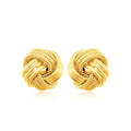 14k Yellow Gold Love Knot with Ridge Texture Earrings by Avera Group