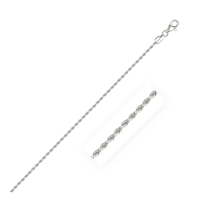 2.0mm 14k White Gold Solid Diamond Cut Rope Bracelet by Avera Group