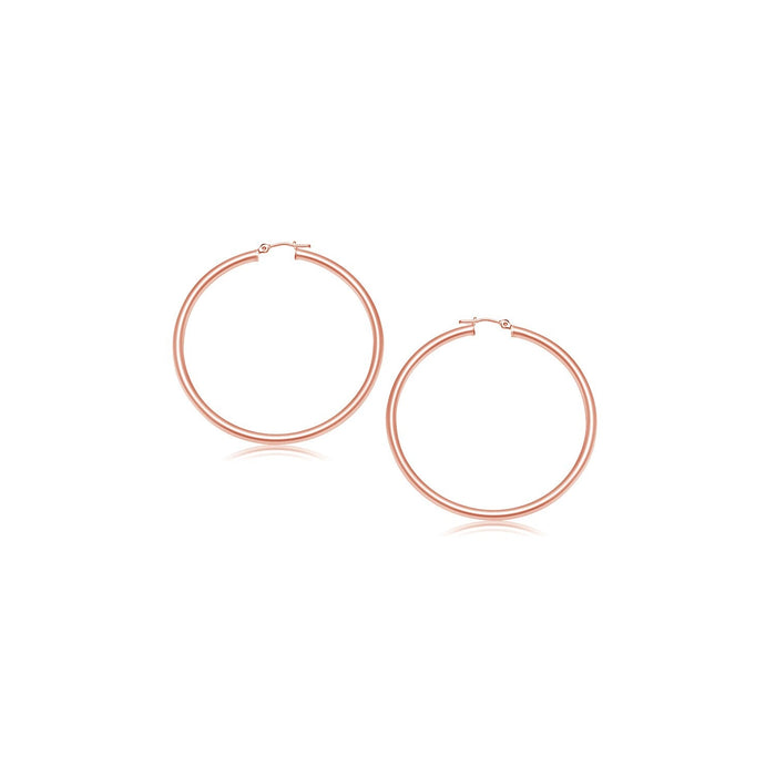 14k Rose Gold Polished Hoop Earrings (3x15mm) by Avera Group