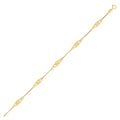 14k Yellow Gold Anklet with Fancy Diamond Shape Filigree Stations by Avera Group