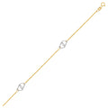 14k Two Tone Gold Entwined Heart Stationed Anklet by Avera Group