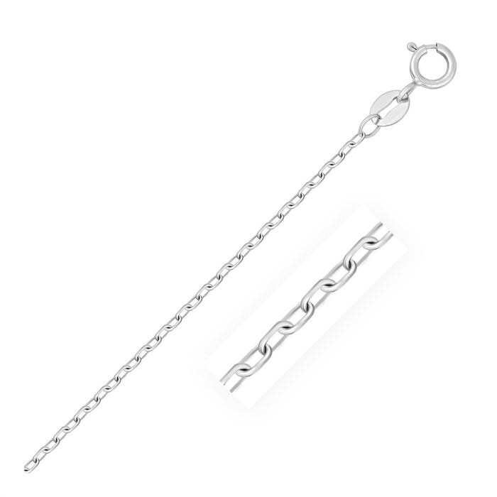14k White Gold Faceted Cable Link Chain 1.3mm by Avera Group