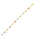 14k Yellow Gold Cable Anklet with Round Multi Tone Stations by Bids.com