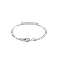14k White Gold Figaro Chain Fancy Children's ID Bracelet by Avera Group