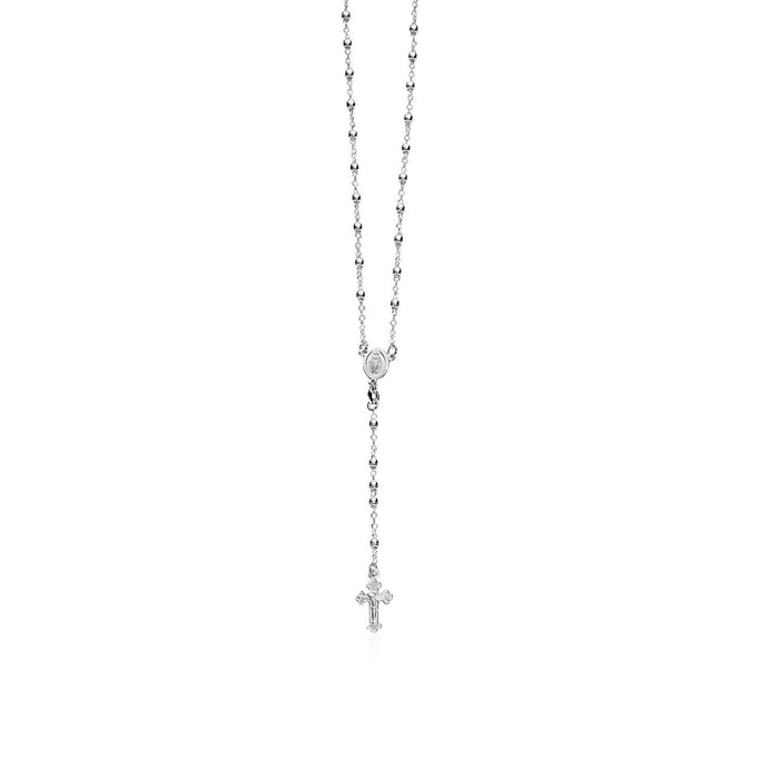 Fine Rosary Chain and Bead Necklace in Sterling Silver by Avera Group