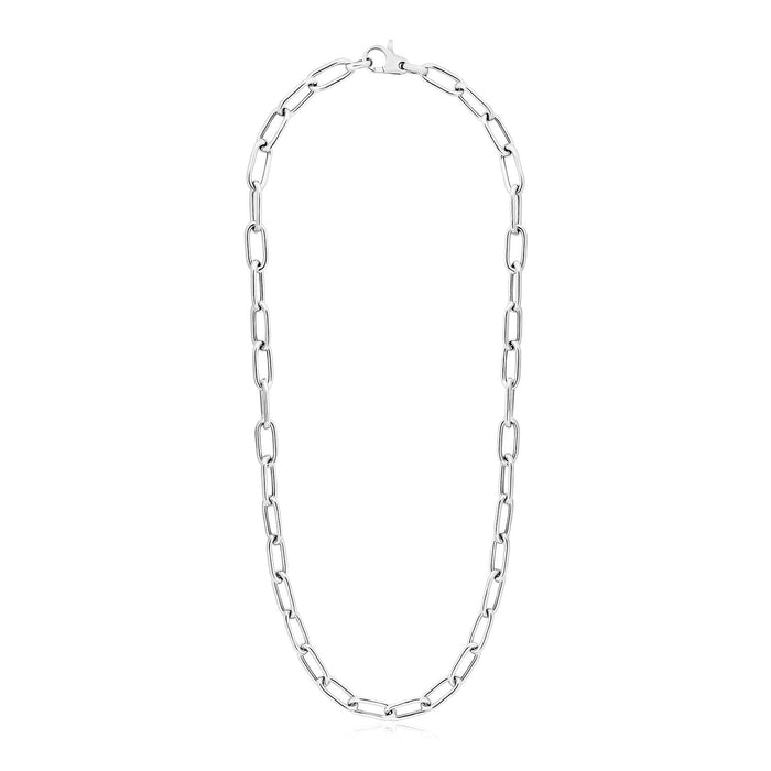 Sterling Silver Wide Paperclip Chain Necklace by Avera Group