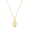 14k Yellow Gold High Polish Hamsa Amulet Necklace by Avera Group