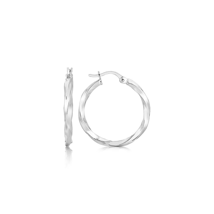 Sterling Silver Polished Spiral Motif Hoop Earrings by Avera Group