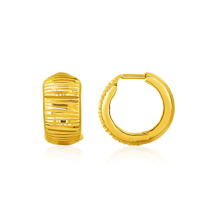 Reversible Textured and Smooth Snuggable Earrings in 10k Yellow Gold by Avera Group