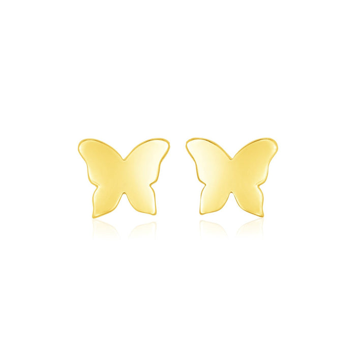 14k Yellow Gold Polished Butterfly Earrings by Avera Group