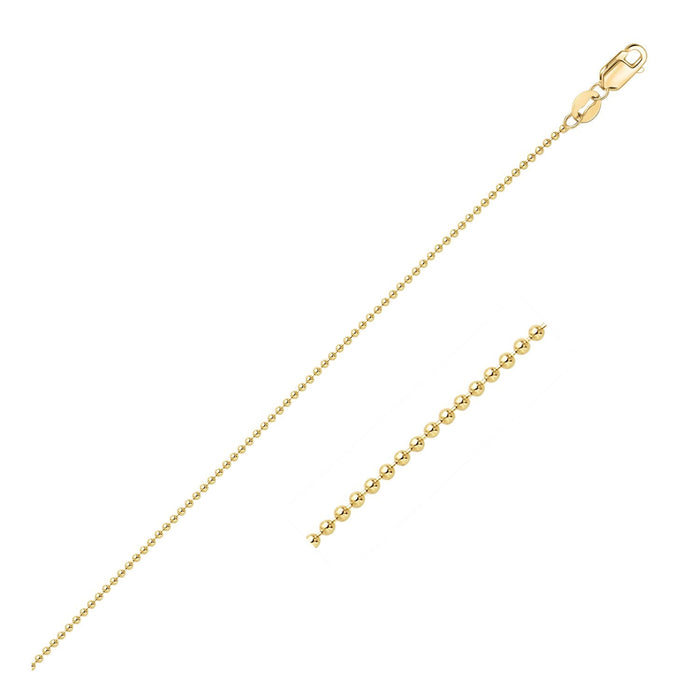 14k Yellow Gold Bead Chain 1.0mm by Avera Group