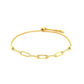 14K Yellow Gold Adjustable Bracelet with Paperclip Chain by Avera Group