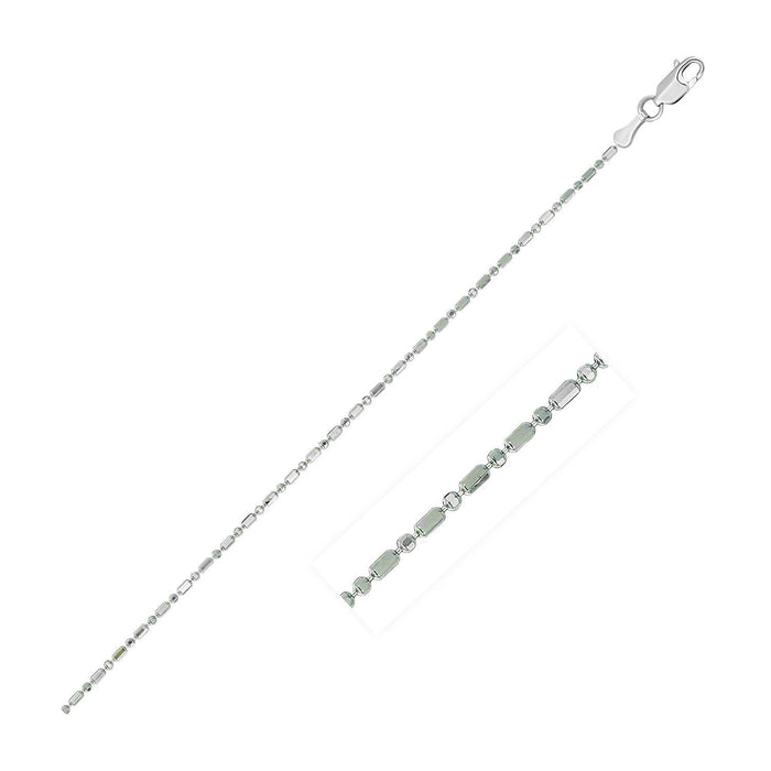 14k White Gold Diamond-Cut Bead Chain 1.0mm by Avera Group