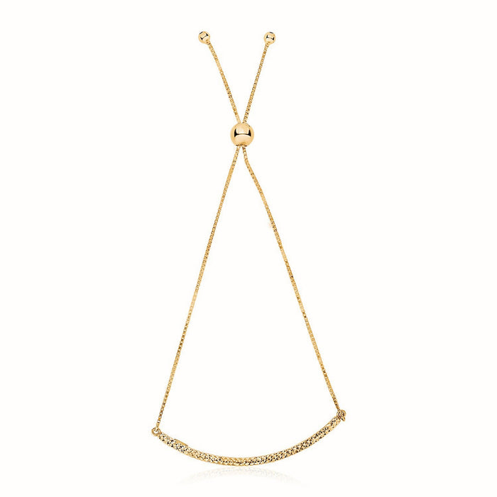 14k Yellow Gold Chain Bar Lariat Style Bracelet by Avera Group