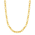 Rounded Rectangular Link Necklace with Textured Round Links in 14k Yellow Gold by Avera Group