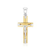 14k Two Tone Gold High Polish Diamond Cut Cross Pendant