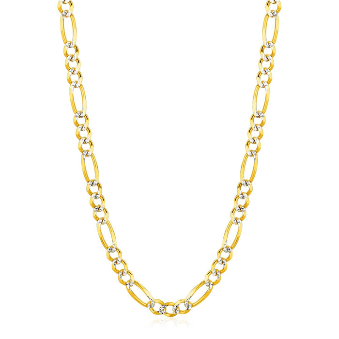 14K Yellow Gold Solid Pave Figaro Chain (5.90 mm) by Avera Group