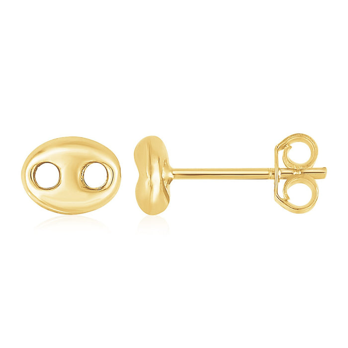 14K Yellow Gold Mariner Link Button Earrings by Avera Group