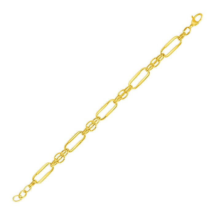14k Yellow Gold Bracelet with Polished Rectangular Oval Links by Avera Group