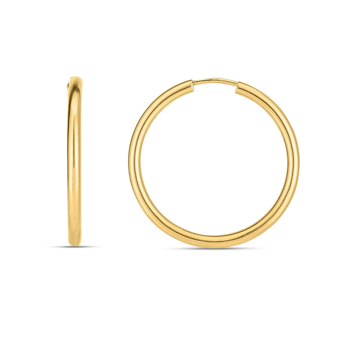 14k Yellow Gold Endless Round Hoop Earrings(2x21mm) by Avera Group