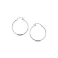 Sterling Silver Thin Polished Hoop Style Earrings with Rhodium Plating (30mm) by Avera Group