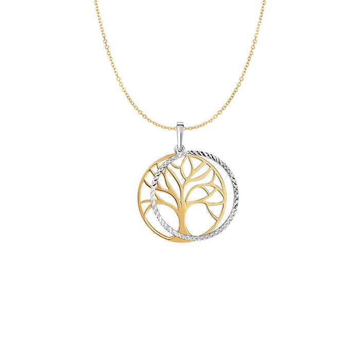 Two Layer Tree Pendant in 14k Two Tone Gold by Avera Group