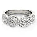 Diamond Studded Interlocking Waves Ring in 14k White Gold (5/8 cttw) by Bids.com