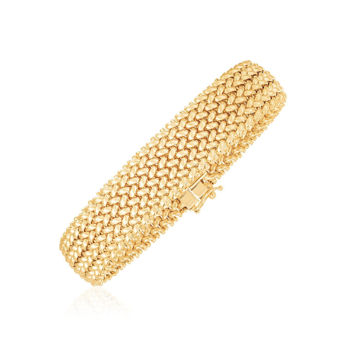14k Yellow Gold High Polish Thick Braided Bracelet (14.50 mm) by Avera Group