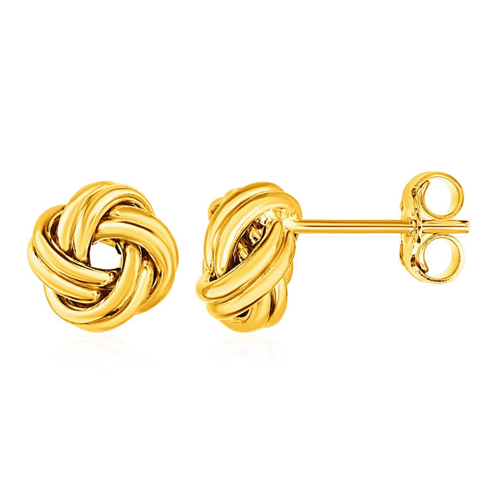 Love Knot Post Earrings in 14k Yellow Gold by Avera Group