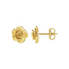 14k Yellow Gold Post Earrings with Roses(9.2mm)