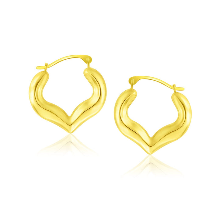 10k Yellow Gold Hoop Style Heart Shape Earrings by Avera Group