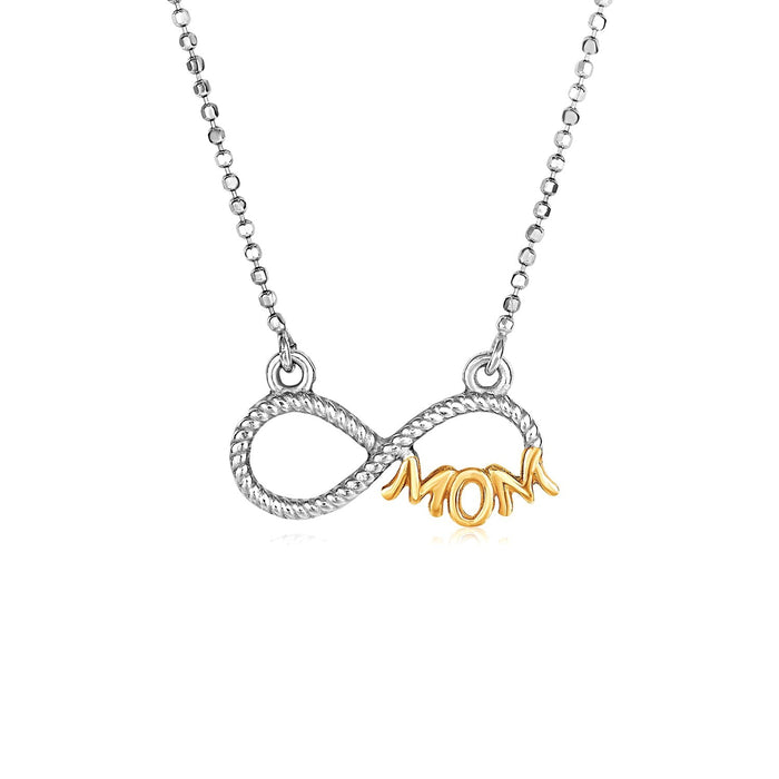 Sterling Silver Two Toned Mom Necklace with Cubic Zirconias by Avera Group