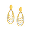 14k Two Tone Gold Two Toned Post Earrings with Graduated Ovals