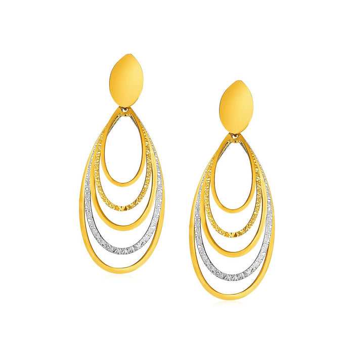 14k Two Tone Gold Two Toned Post Earrings with Graduated Ovals by Avera Group