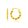 14k Yellow Gold Wavy Texture Hoop Earrings by Avera Group