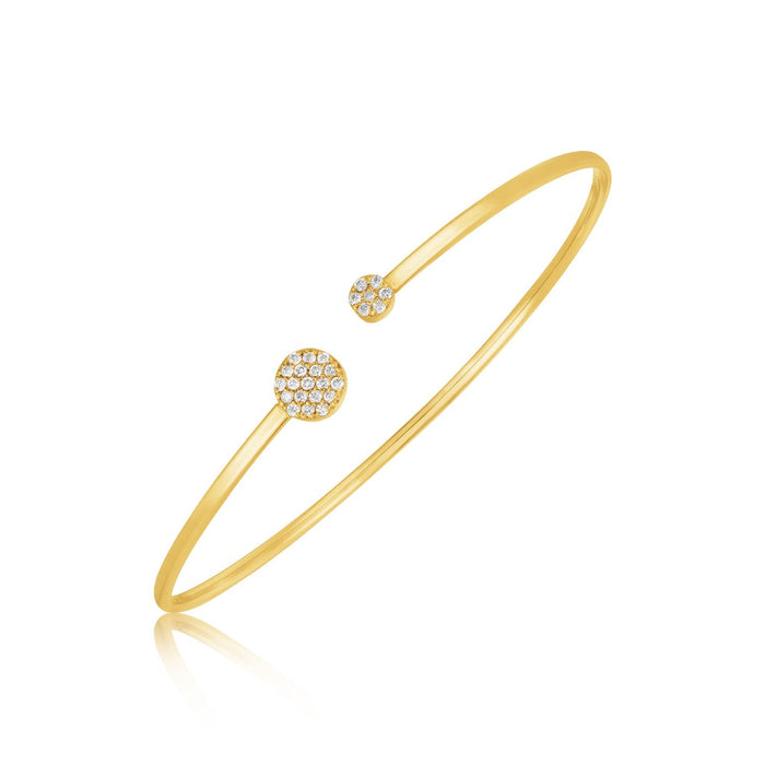 14k Yellow Gold High Polish Diamond Cluster Bangle (2mm) by Avera Group