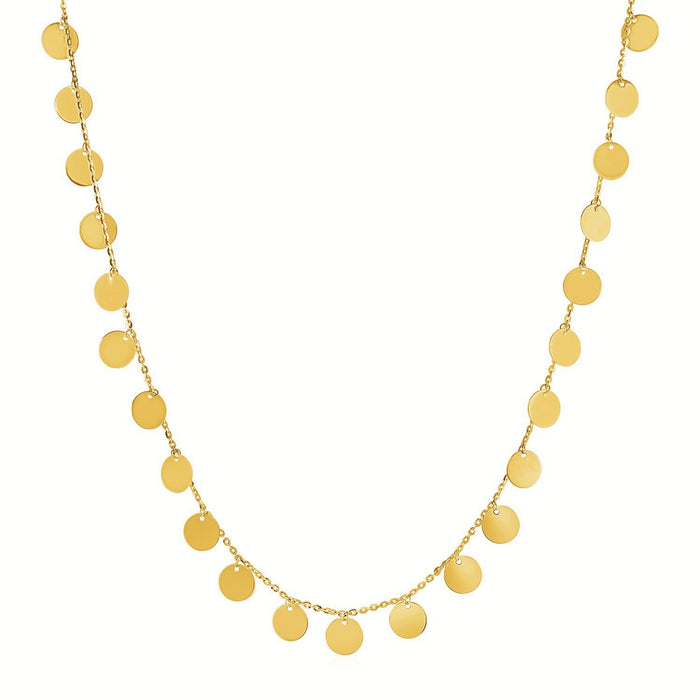 Choker Necklace with Polished Discs in 14k Yellow Gold by Avera Group