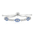 Sterling Silver Adjustable Enameled Evil Eye Bracelet with Cubic Zirconias by Avera Group