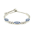 Sterling Silver Adjustable Enameled Evil Eye Bracelet with Cubic Zirconias (6.50 mm) by Avera Group
