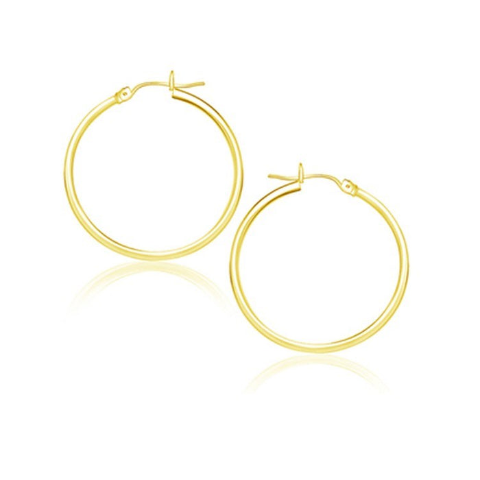 10k Yellow Gold Polished Hoop Earrings 25 mm by Avera Group