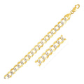 14k Two Tone Gold Pave Curb Chain (8.30 mm) by Avera Group