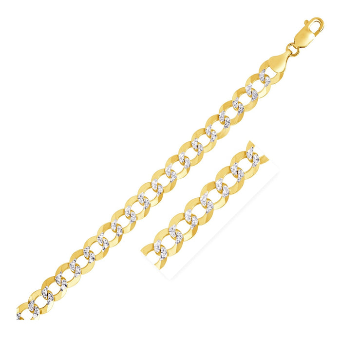 14k Two Tone Gold Pave Curb Chain (8.30 mm) by Avera Group