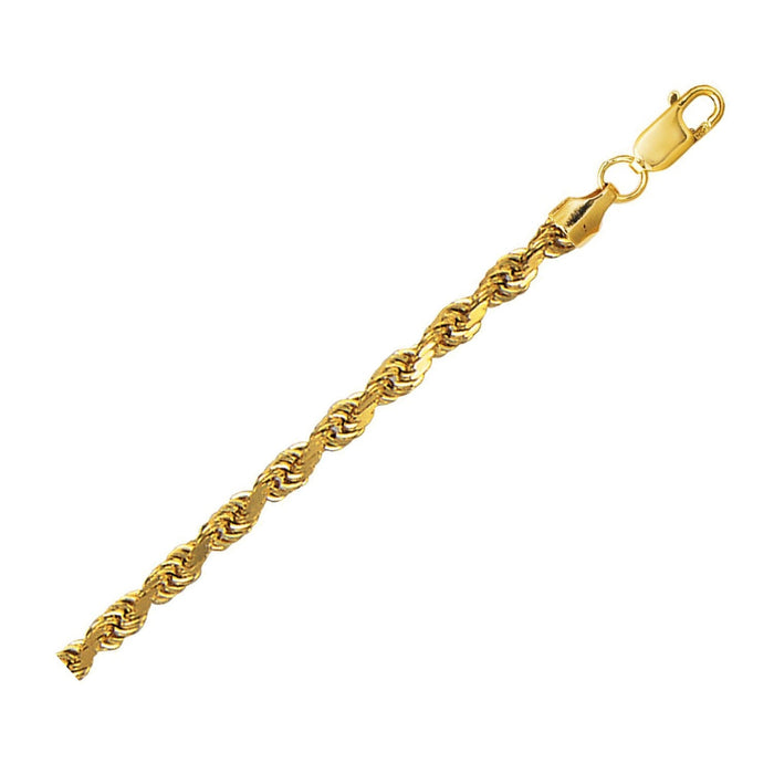 10K Yellow Gold Hollow Diamond Cut Rope Chain (4.00 mm) by Avera Group