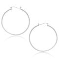10k White Gold Polished Hoop Earrings (40mm) by Avera Group