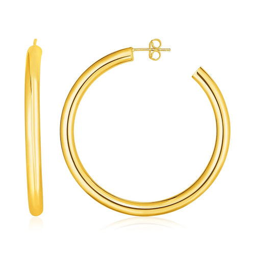14k Yellow Gold Polished Hoop Earrings(4x40mm) by Avera Group