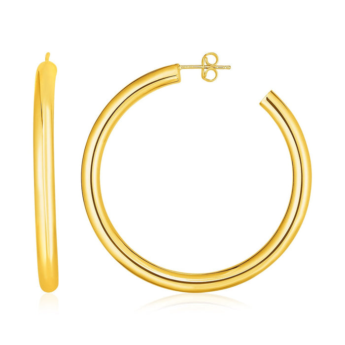 14k Yellow Gold Polished Hoop Earrings(4x40mm) by Avera Group