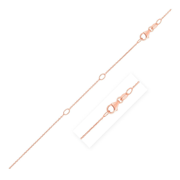 Double Extendable Cable Chain in 14k Rose Gold (1.0mm) by Avera Group