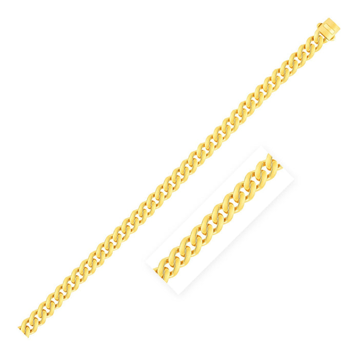 14k Yellow Gold Polished Miami Cuban Chain Bracelet by Avera Group