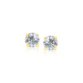 14 k Yellow Gold Stud Earrings with White Hue Faceted Cubic Zirconia by Avera Group