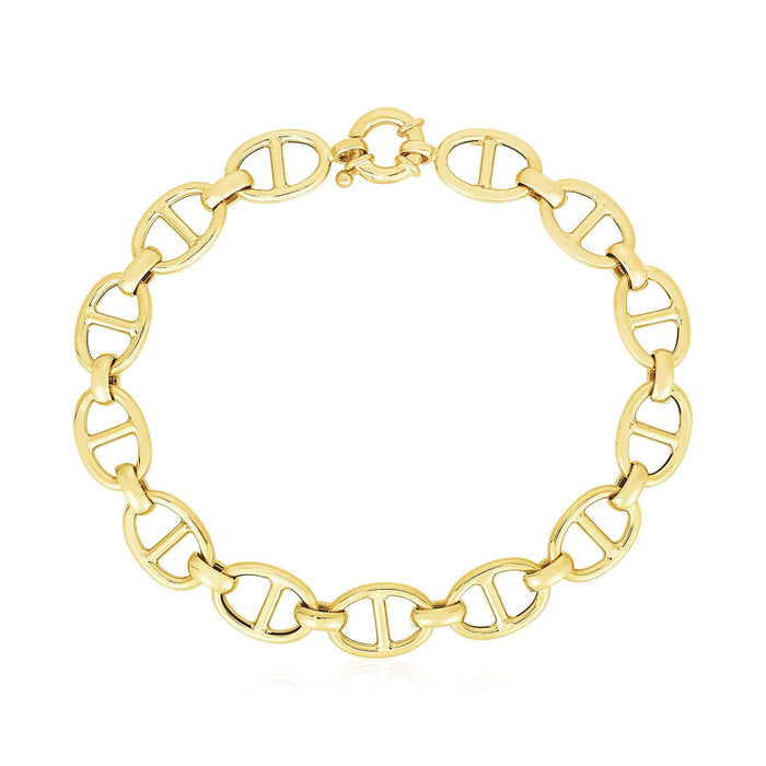 14k Yellow Gold High Polish Mariner Link Bracelet (8.8mm) by Avera Group